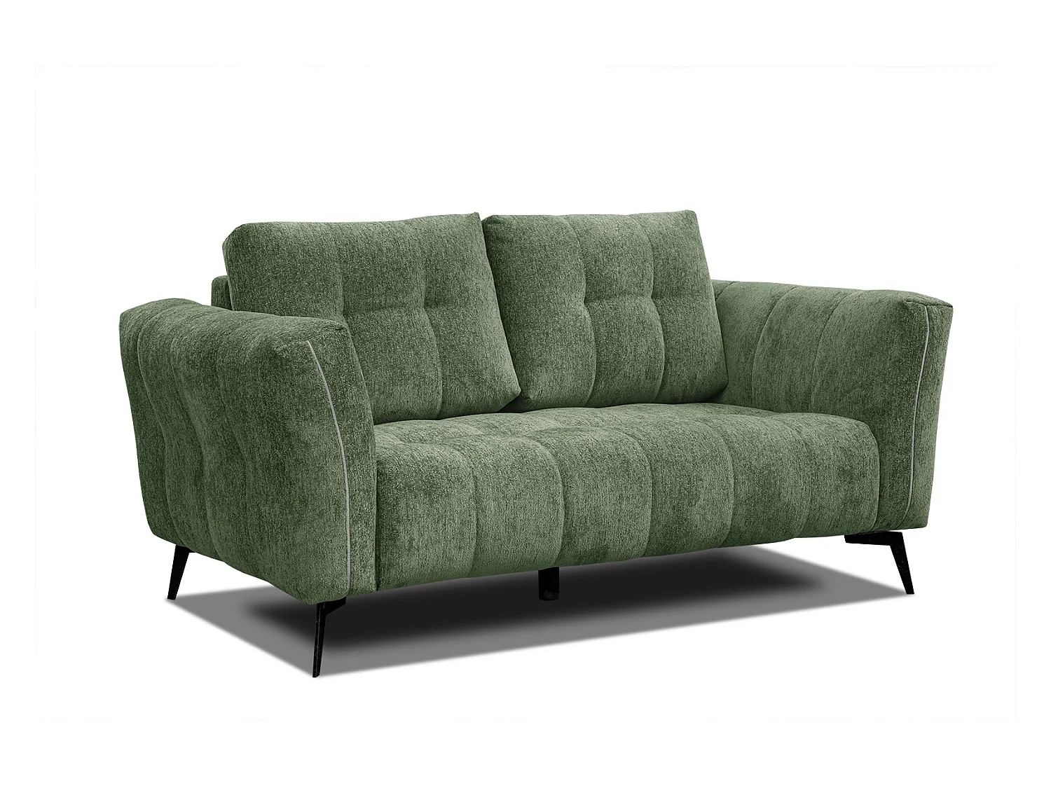 Canapé droit 2 places tissu vert foncé - Kalmer