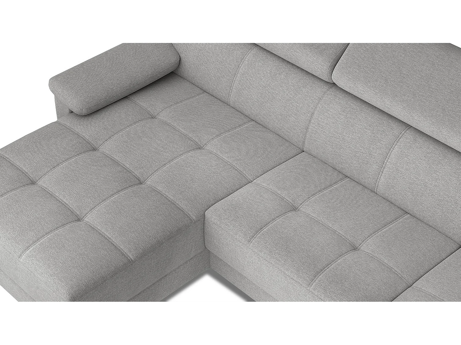 TAUNUS Ecksofa 4-Sitzer links mit verstellbare Kopfstützen, hellgrau