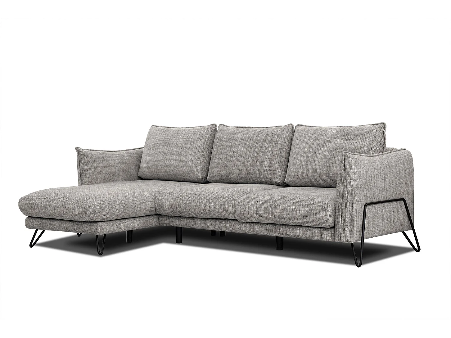 Canapé d'angle gauche 4 places tissu taupe HOSTEN