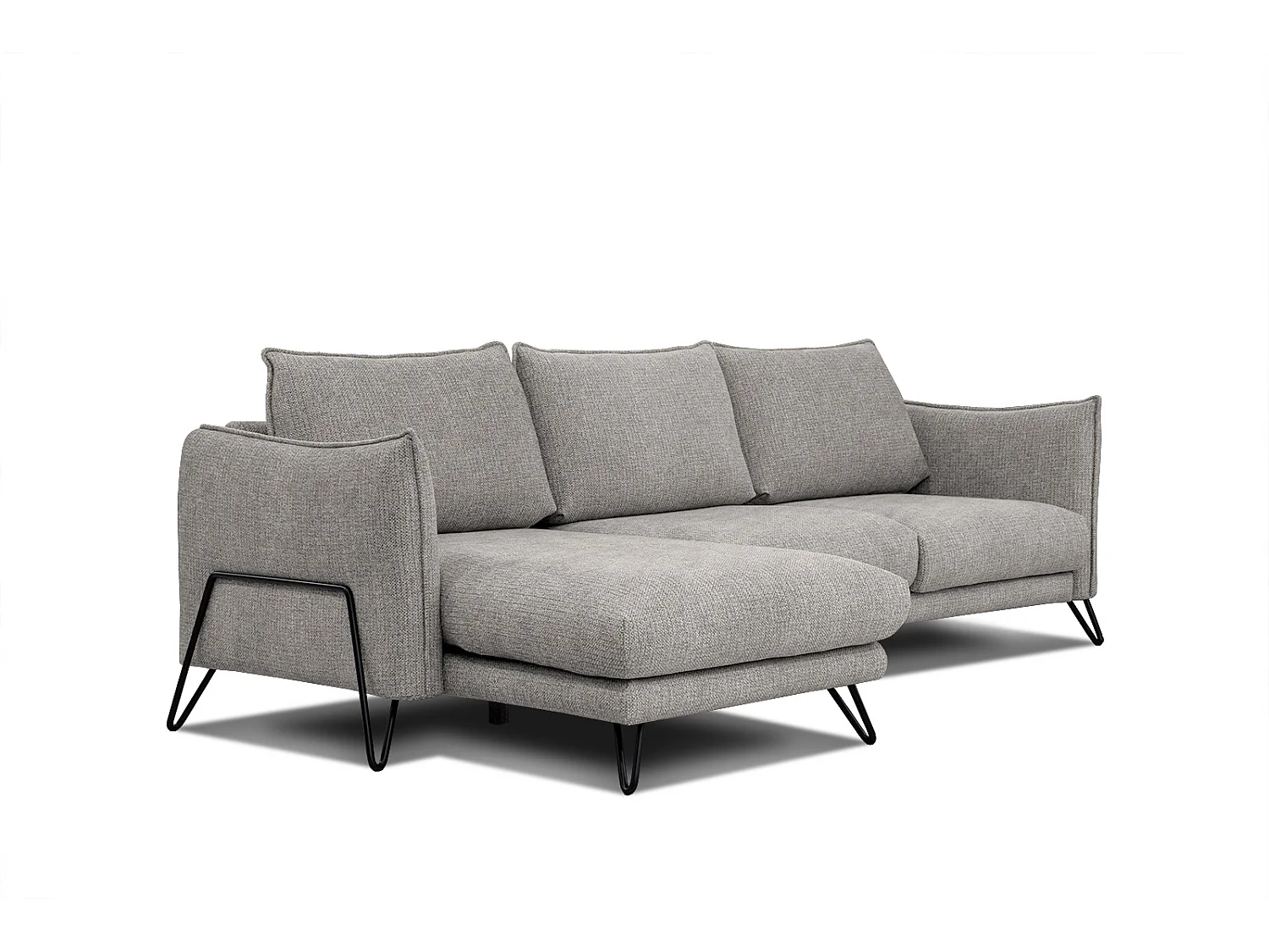 Canapé d'angle gauche 4 places tissu taupe HOSTEN