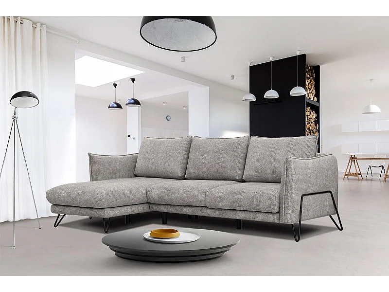 Canapé d'angle gauche 4 places tissu taupe HOSTEN