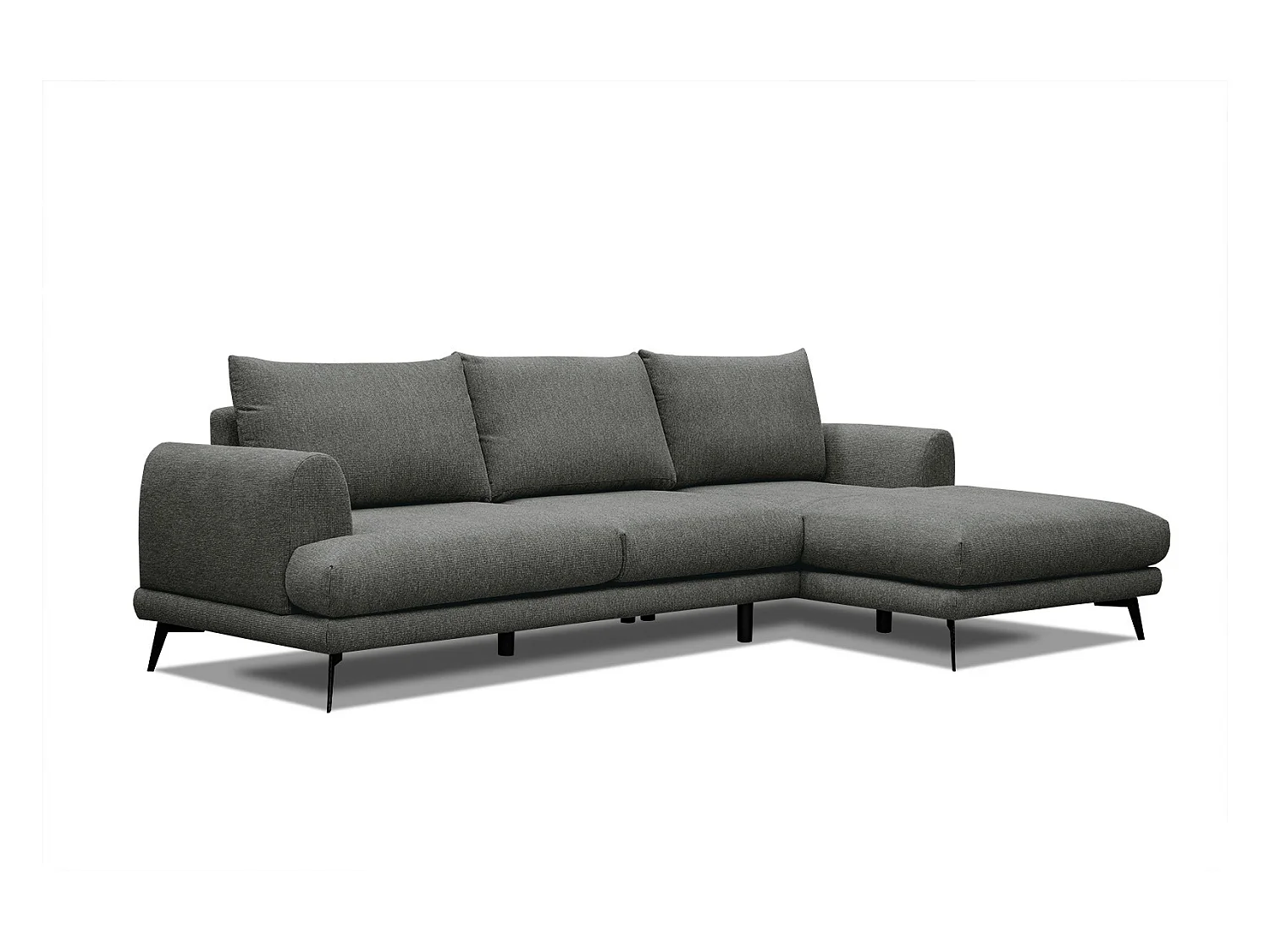 Canapé d'angle droit 4 places tissu gris foncé - ADRIA