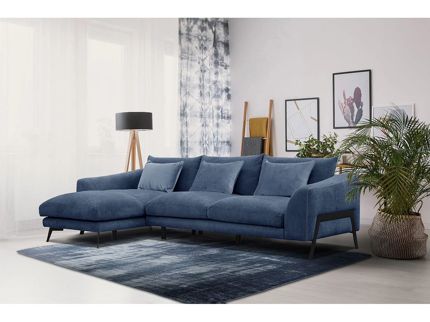 WINTER Ecksofa 4-Sitzer links, dunkelblau