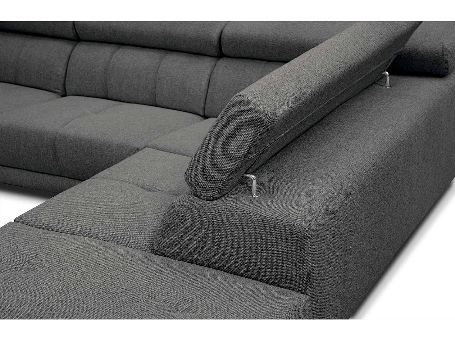 MORELLO Ecksofa 5-Sitzer rechts mit verstellbare Kopfstützen, dunkelgrau
