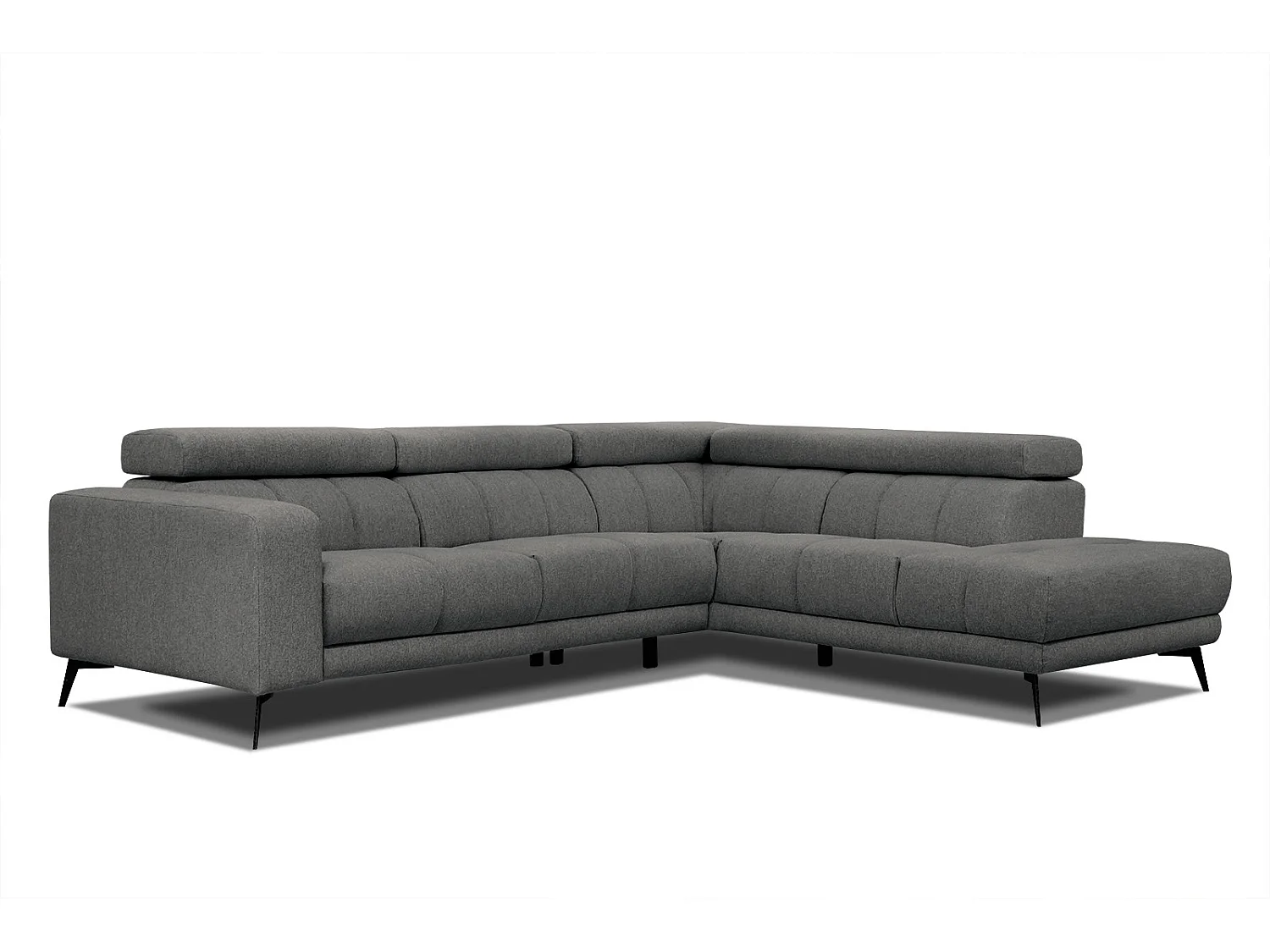 MORELLO Ecksofa 5-Sitzer rechts mit verstellbare Kopfstützen, dunkelgrau