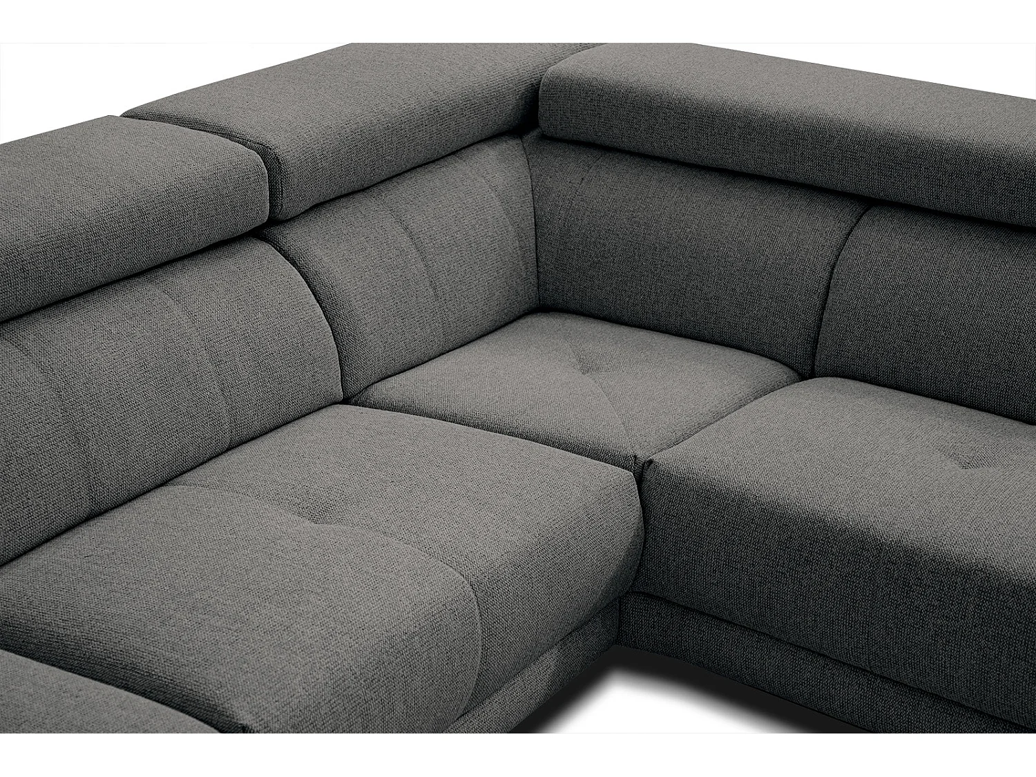 MORELLO Ecksofa 5-Sitzer rechts mit verstellbare Kopfstützen, dunkelgrau