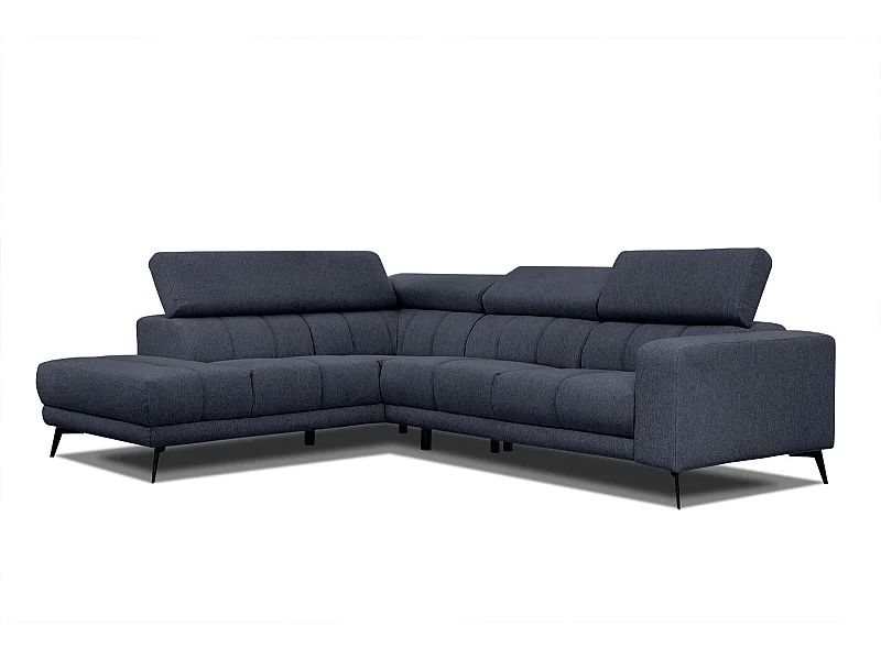 MORELLO Ecksofa 5-Sitzer links mit verstellbare Kopfstützen, marineblau