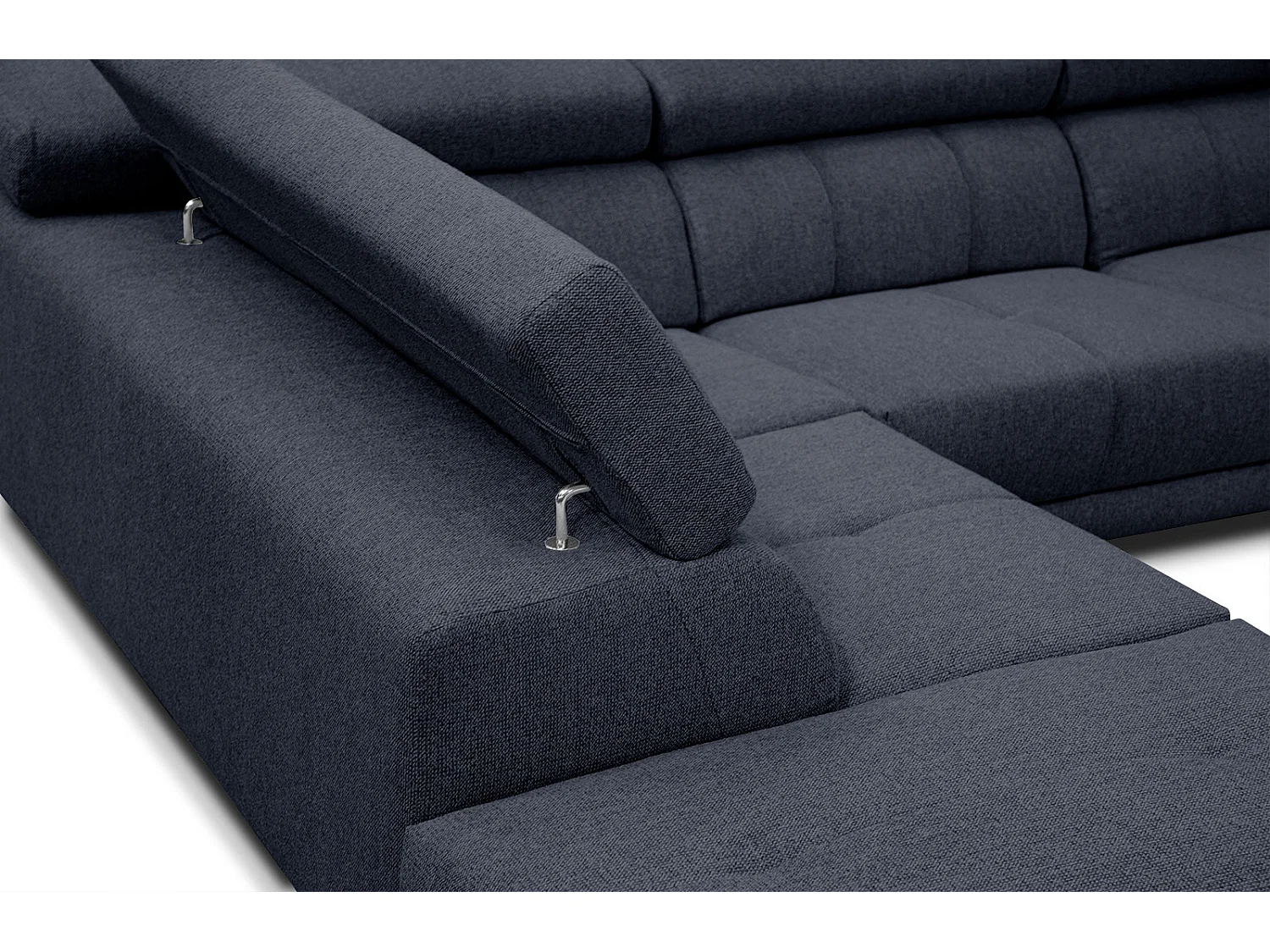 MORELLO Ecksofa 5-Sitzer links mit verstellbare Kopfstützen, marineblau