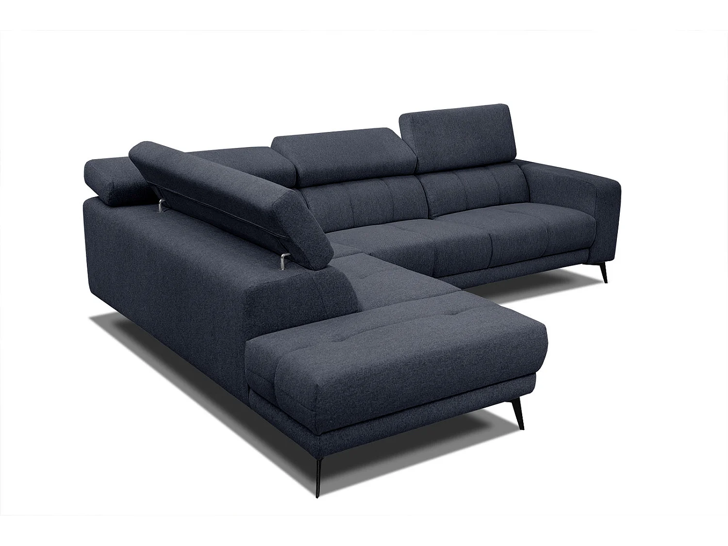 MORELLO Ecksofa 5-Sitzer links mit verstellbare Kopfstützen, marineblau