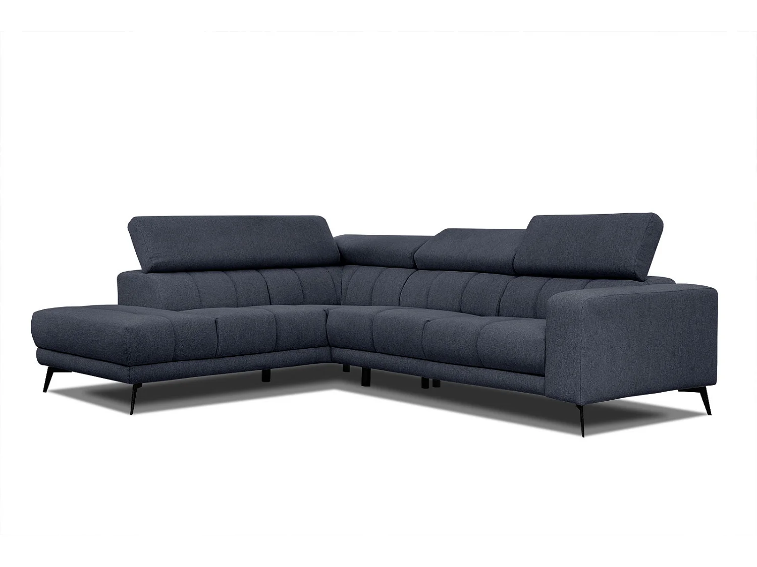 MORELLO Ecksofa 5-Sitzer links mit verstellbare Kopfstützen, marineblau