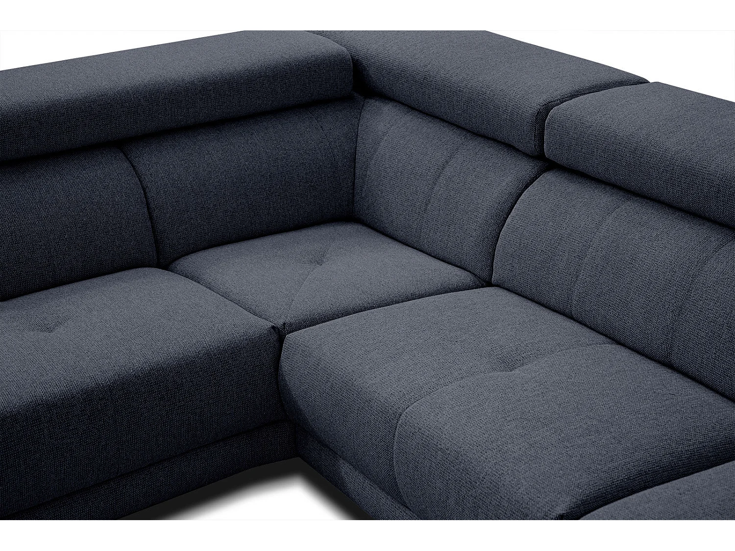 MORELLO Ecksofa 5-Sitzer links mit verstellbare Kopfstützen, marineblau