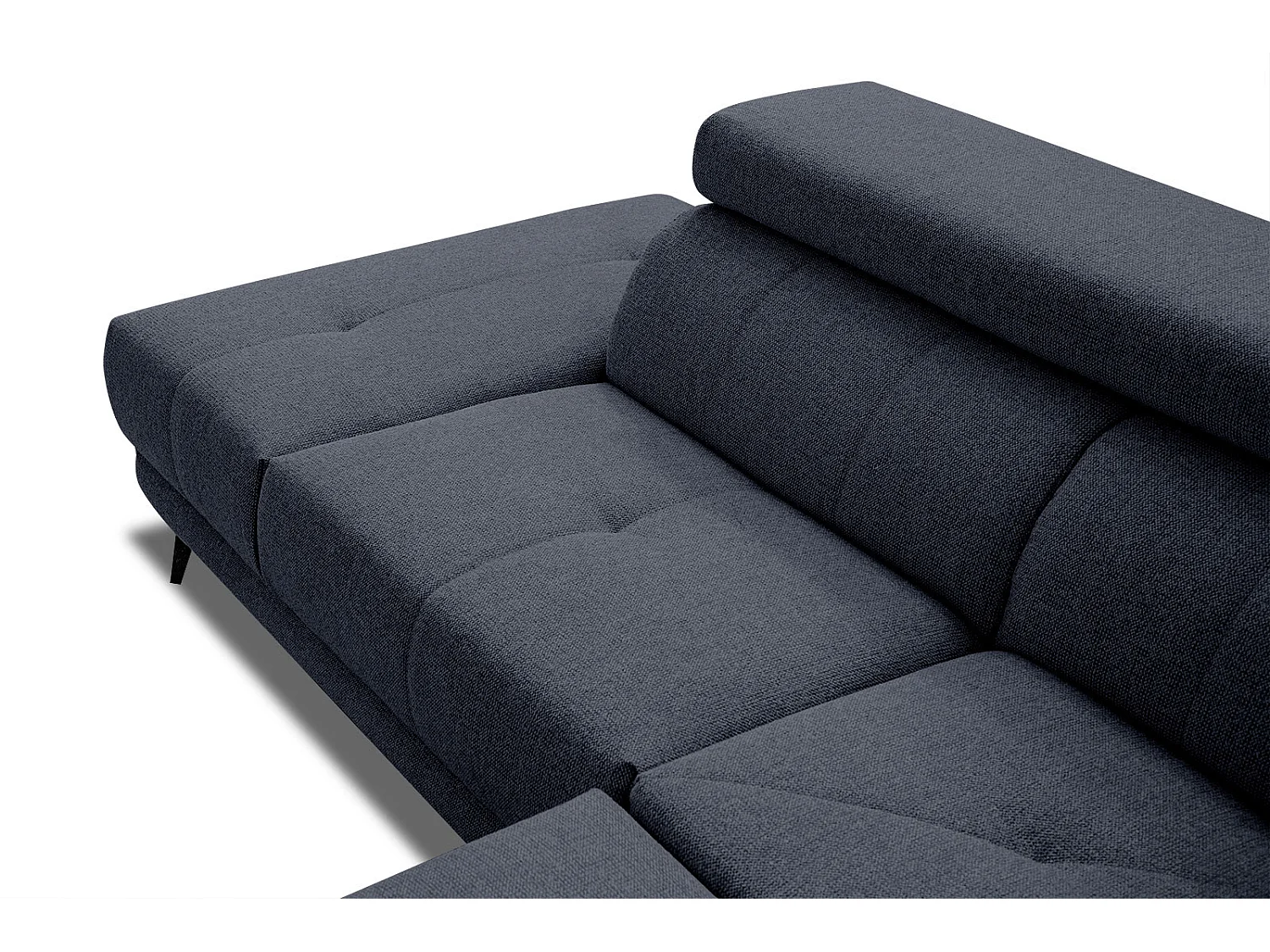 MORELLO Ecksofa 5-Sitzer links mit verstellbare Kopfstützen, marineblau