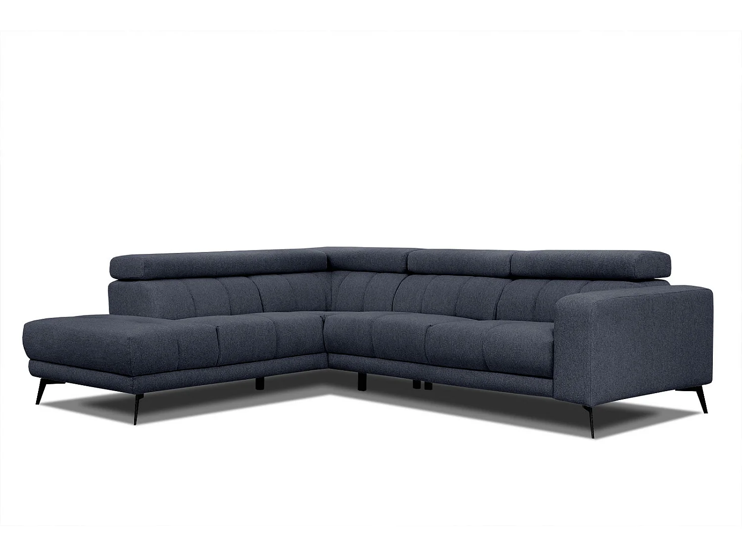 MORELLO Ecksofa 5-Sitzer links mit verstellbare Kopfstützen, marineblau