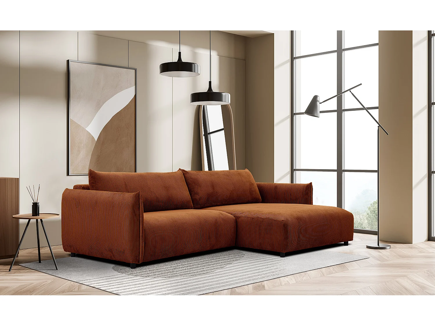 TAUER Ecksofa 5-Sitzer, orange