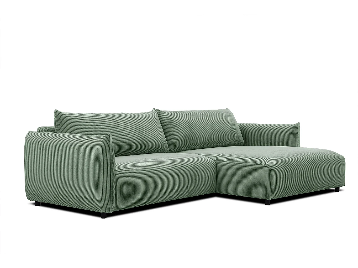 Canapé d'angle droit 4 places tissu vert menthe - TAUER