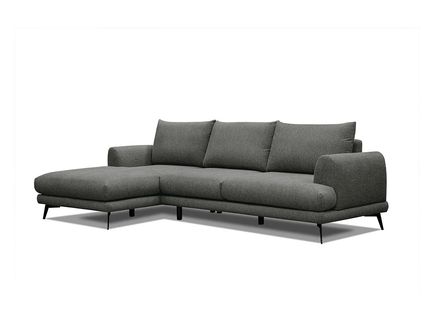 Canapé d'angle gauche 4 places tissu gris foncé - ADRIA
