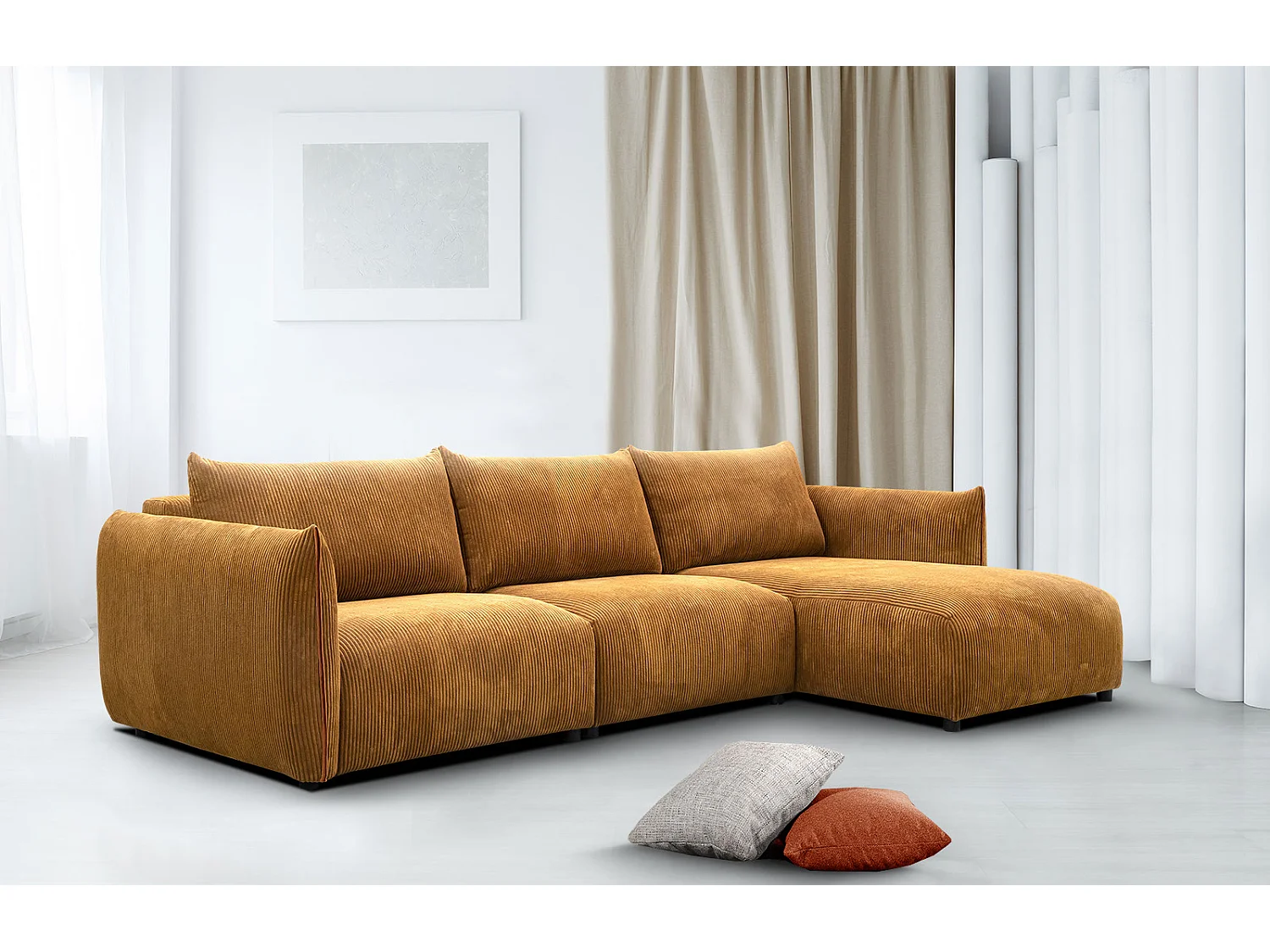 TAUER Ecksofa 5-Sitzer rechts, safran