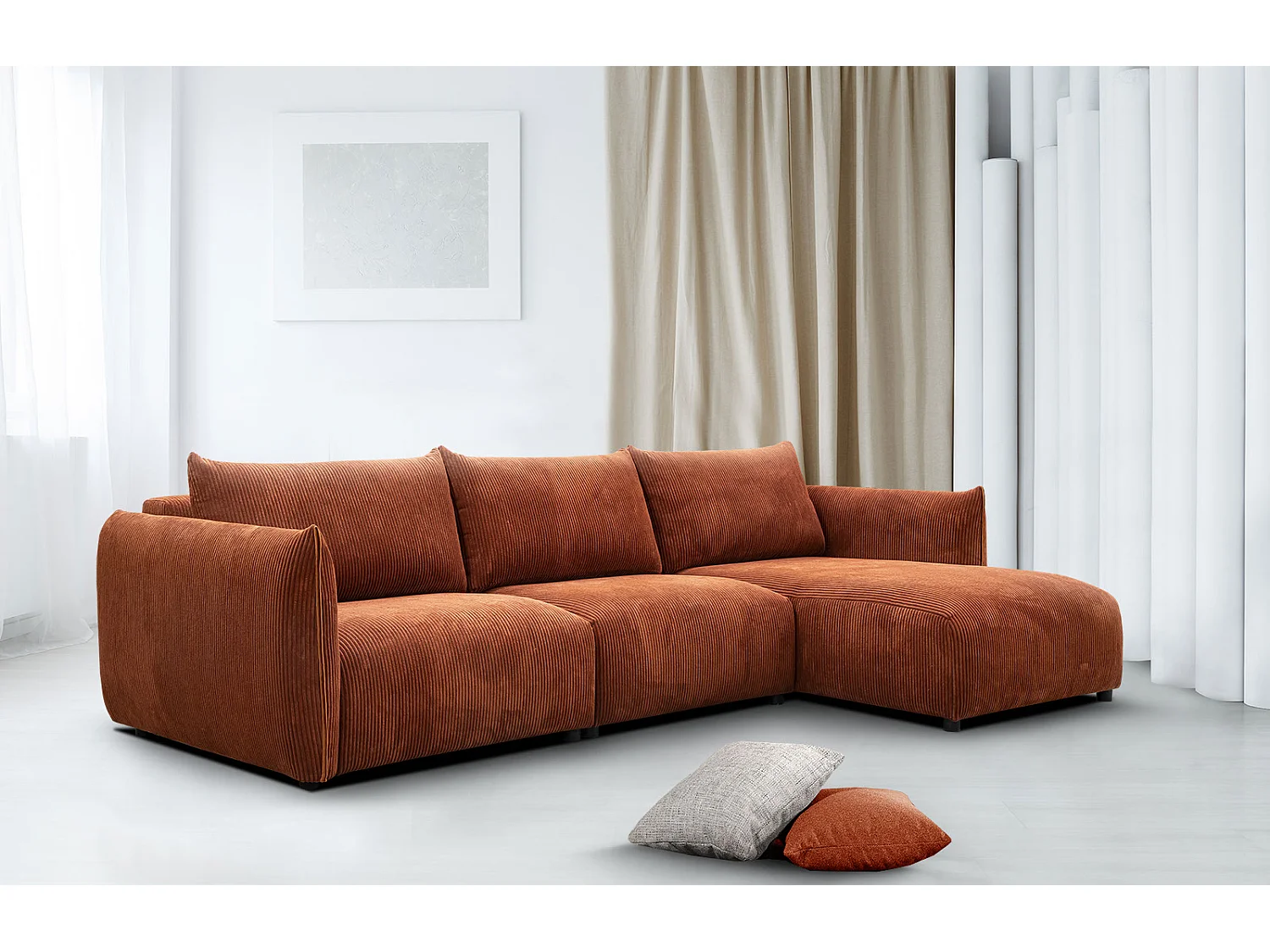 TAUER Ecksofa 5-Sitzer rechts, orange