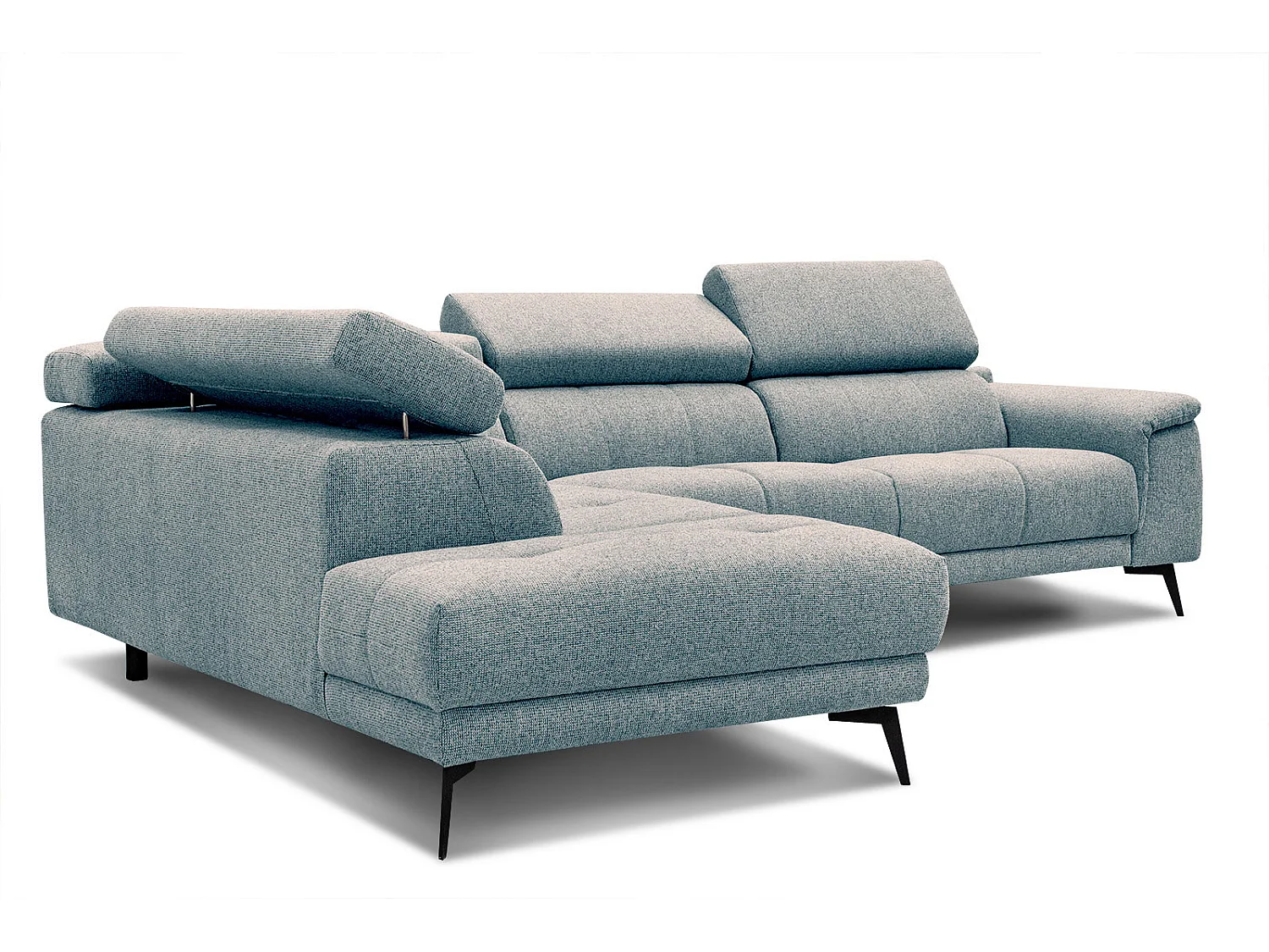 FIERO Ecksofa 5-Sitzer links mit verstellbare Kopfstützen, mint