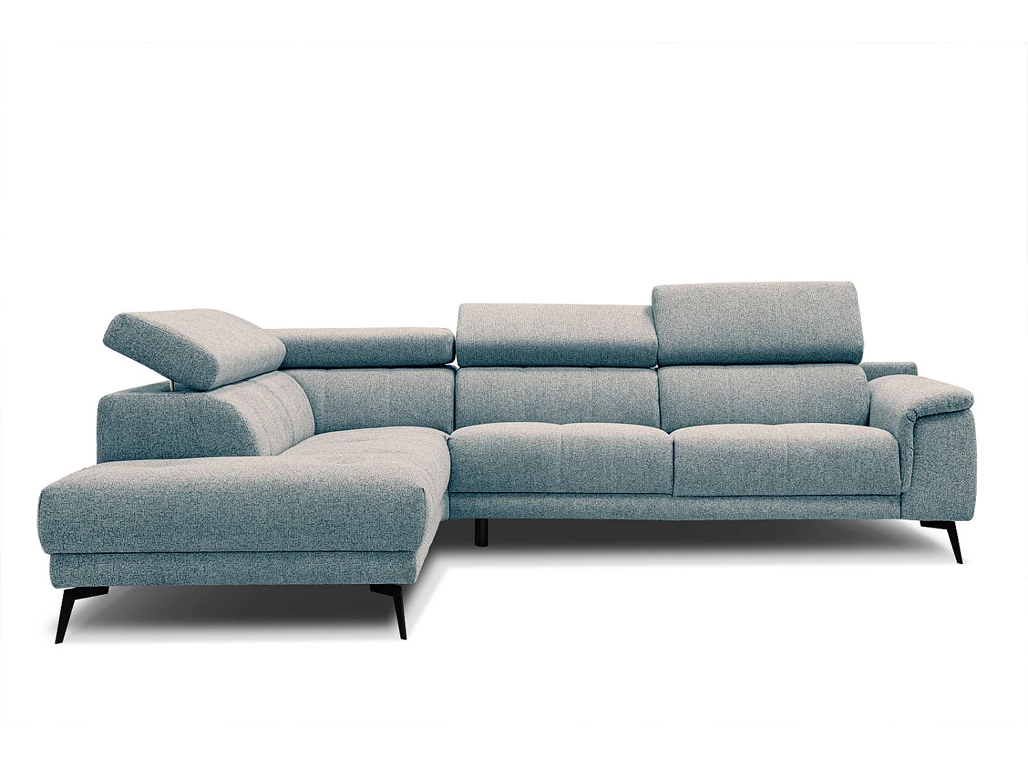 FIERO Ecksofa 5-Sitzer links mit verstellbare Kopfstützen, mint