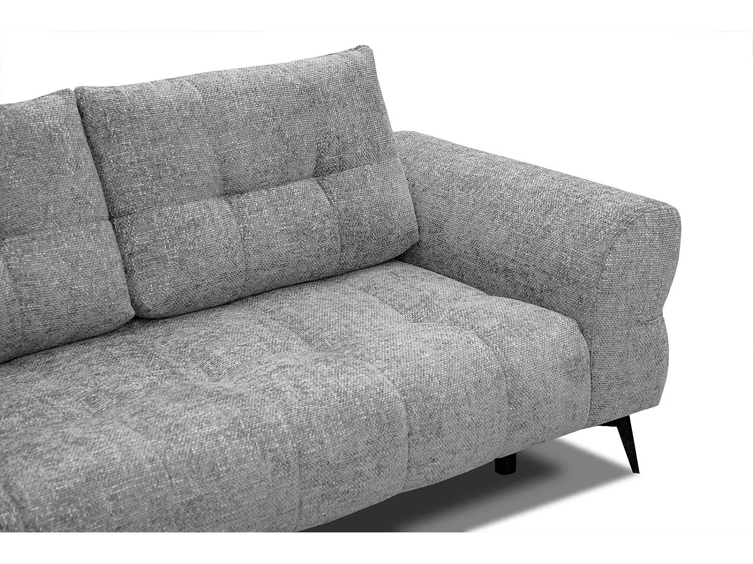 Canapé d'angle gauche 5 places tissu gris