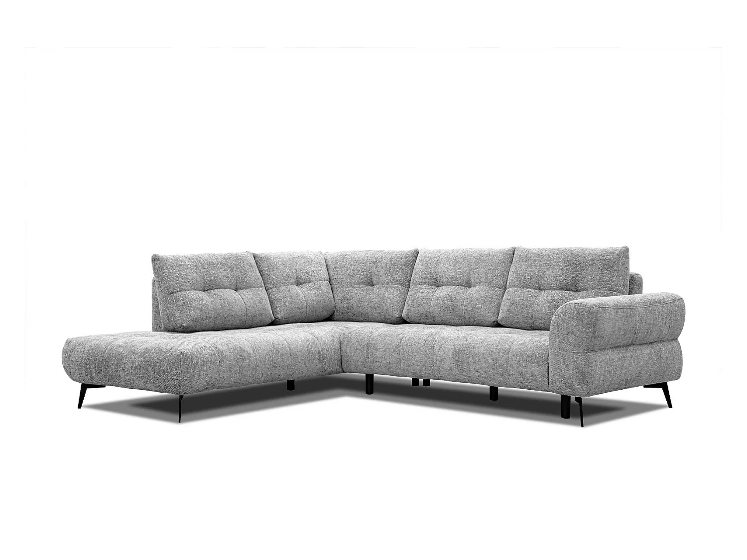 Canapé d'angle gauche 5 places tissu gris