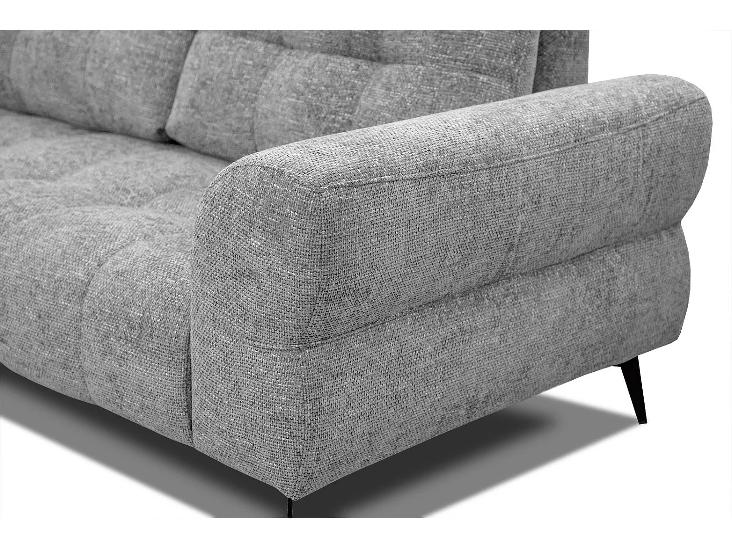 Canapé d'angle gauche 5 places tissu gris