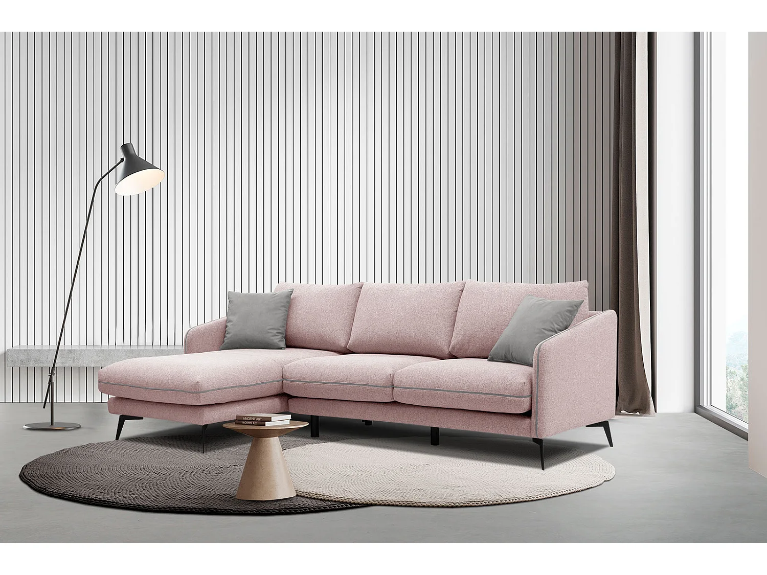 SOGEL Ecksofa 4-Sitzer links, rosé