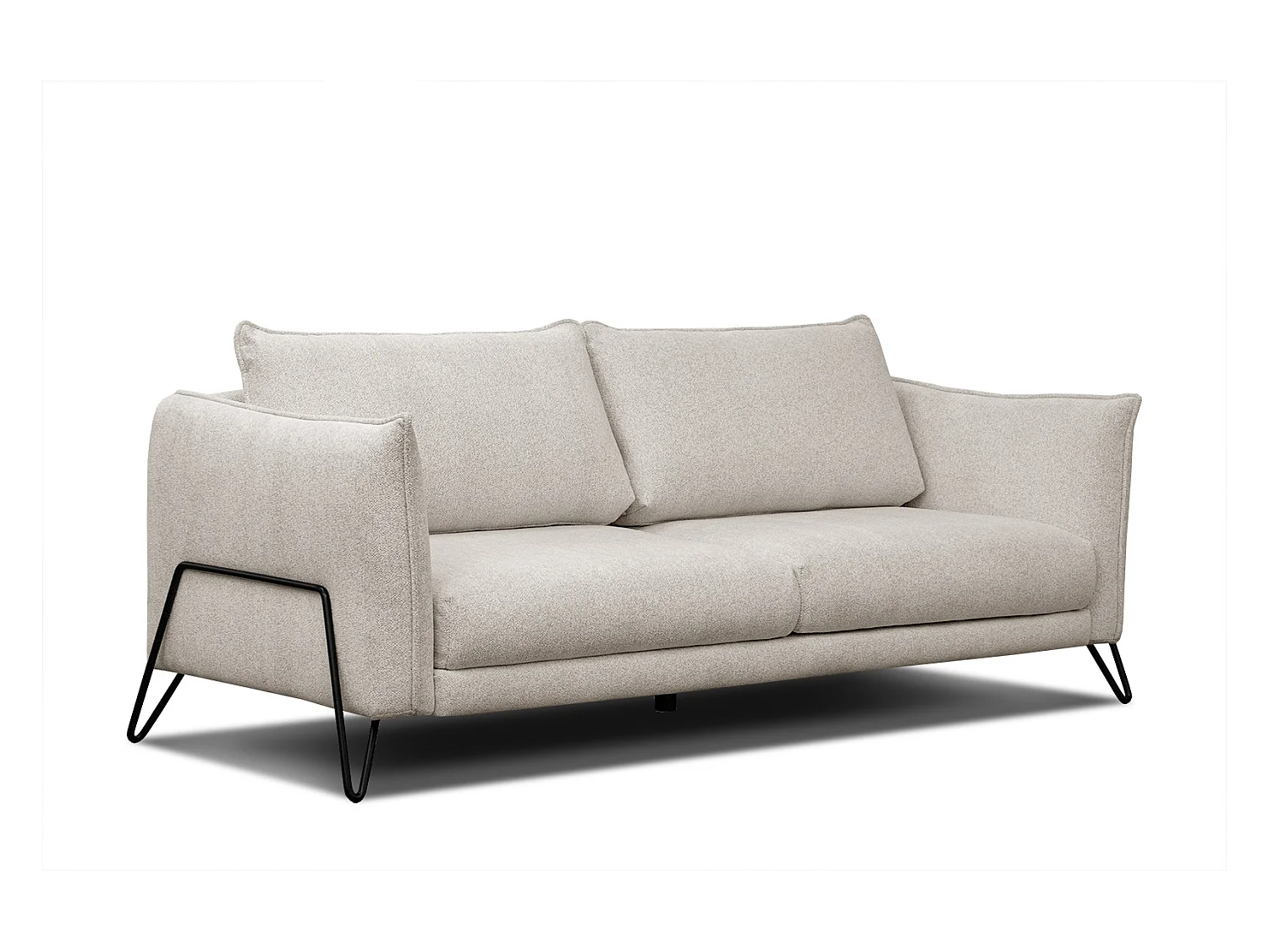 Canapé droit XXL 3 places tissu beige clair - HOSTEN