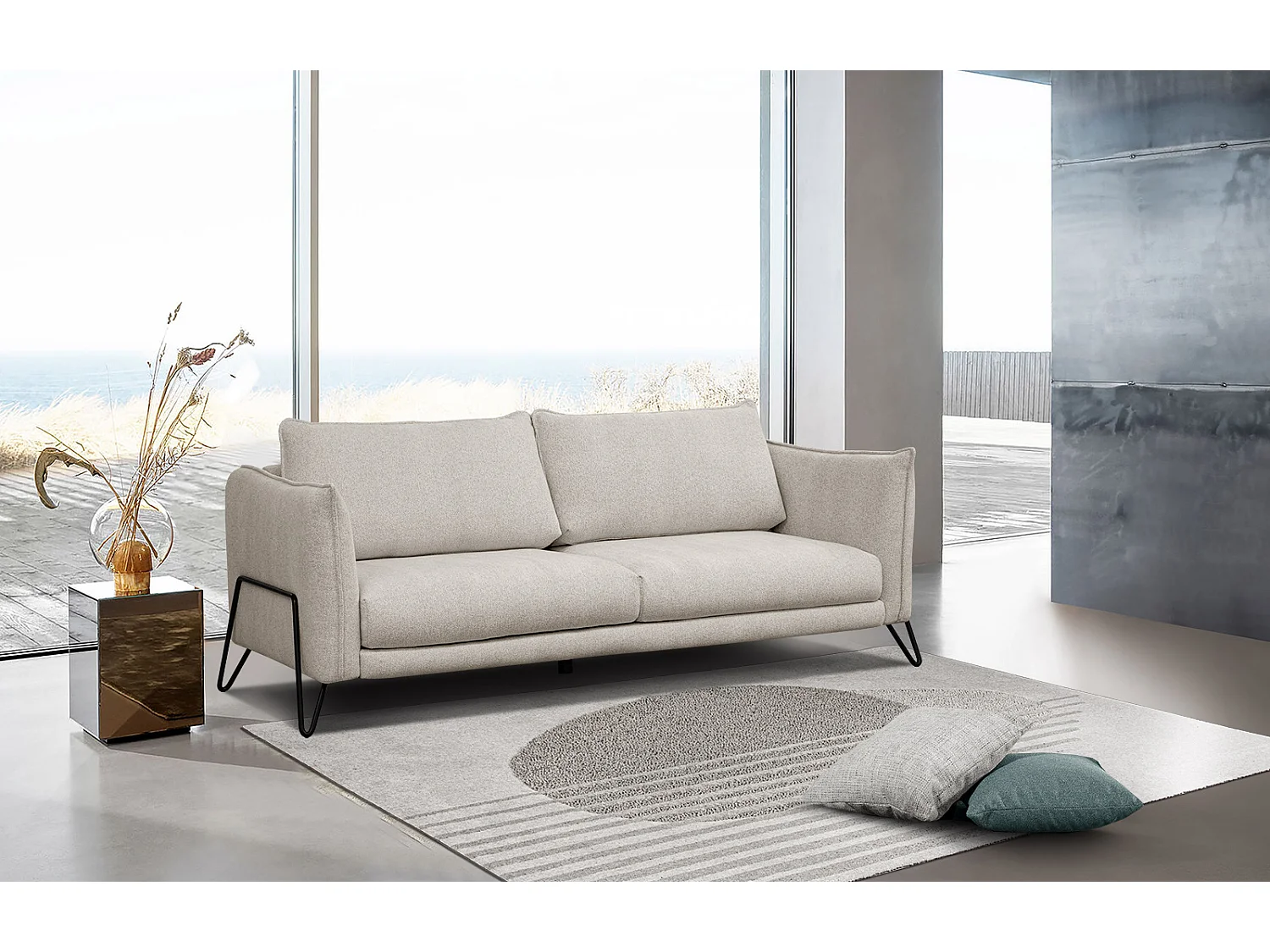 HOSTEN Sofa 3-Sitzer, ecru