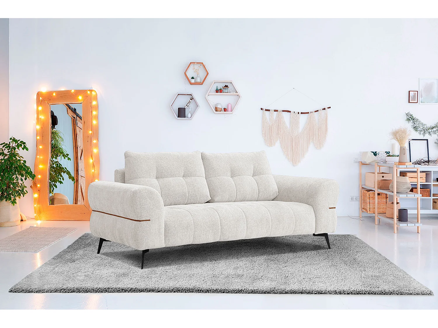 SALVINI Sofa 3-Sitzer, perlweiß