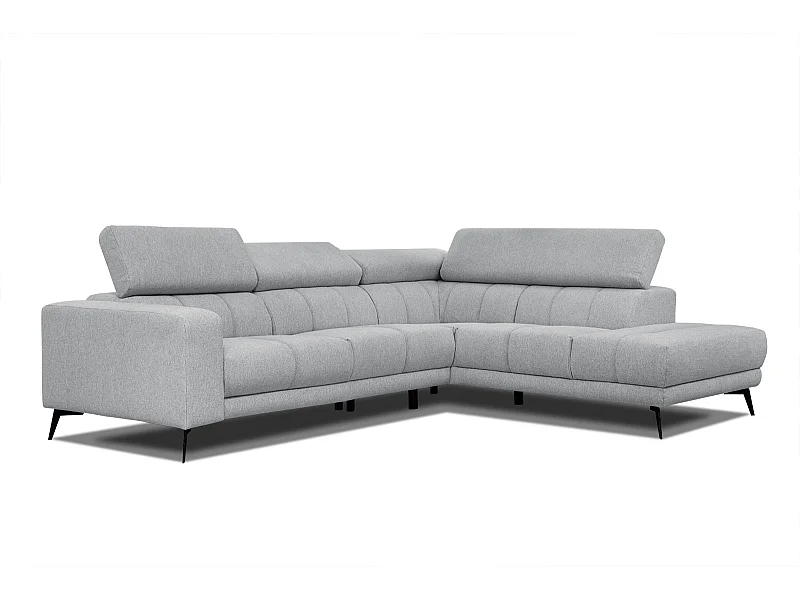 MORELLO Ecksofa 5-Sitzer rechts mit verstellbare Kopfstützen, silbergrau