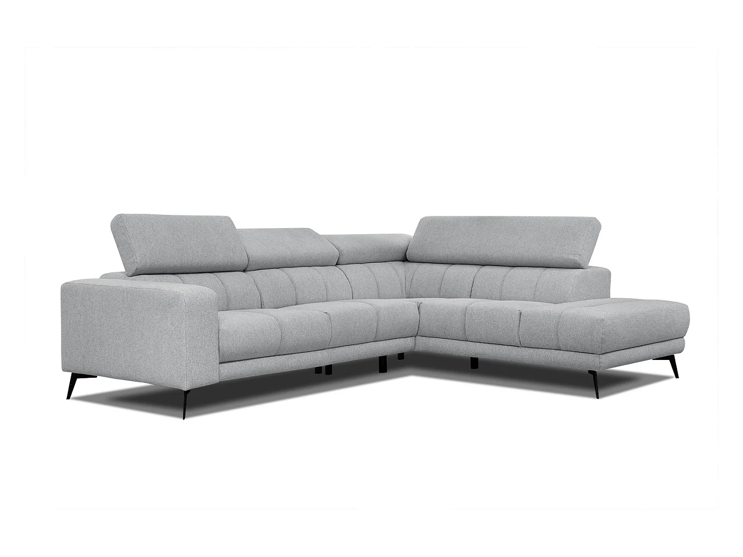 MORELLO Ecksofa 5-Sitzer rechts mit verstellbare Kopfstützen, silbergrau