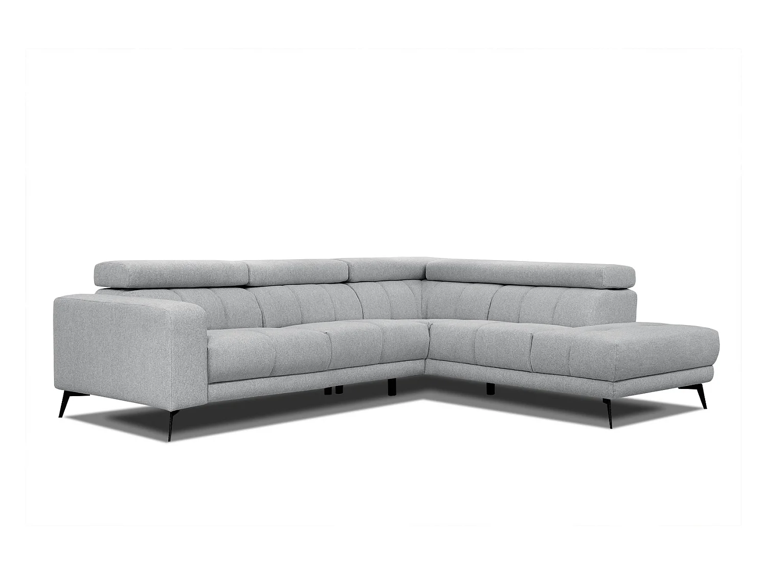 MORELLO Ecksofa 5-Sitzer rechts mit verstellbare Kopfstützen, silbergrau