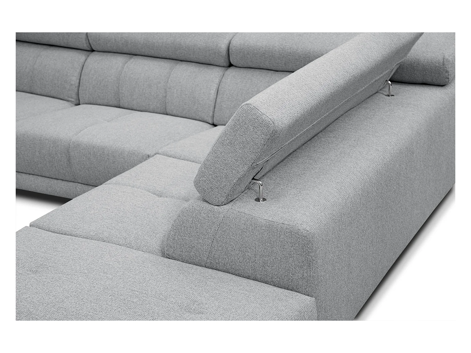 MORELLO Ecksofa 5-Sitzer rechts mit verstellbare Kopfstützen, silbergrau