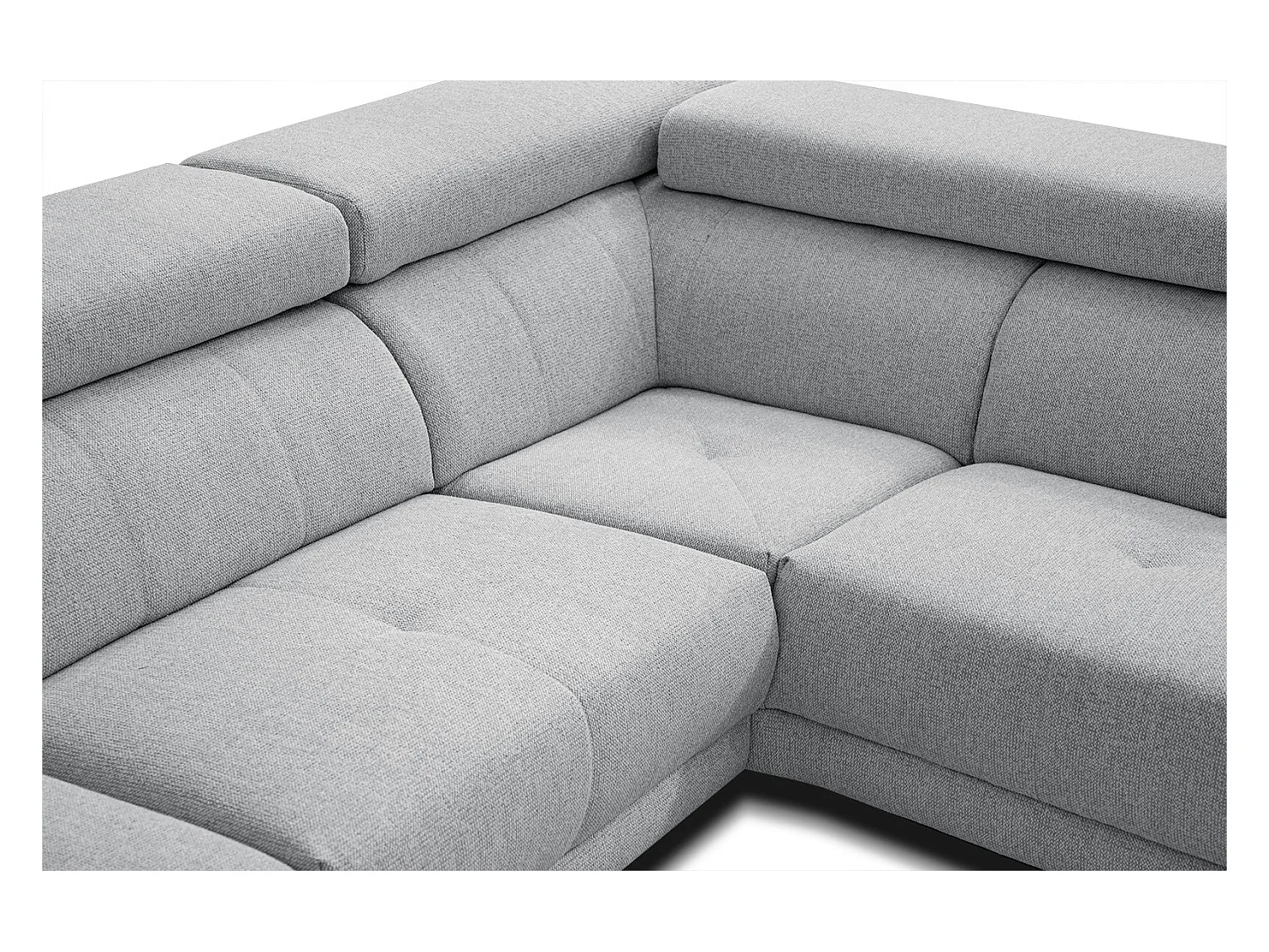 MORELLO Ecksofa 5-Sitzer rechts mit verstellbare Kopfstützen, silbergrau