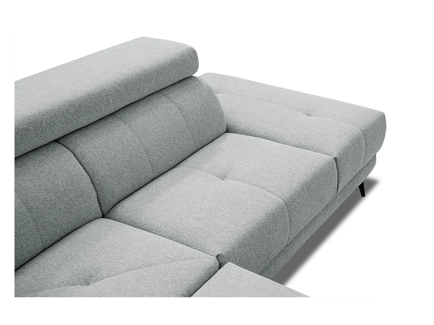 MORELLO Ecksofa 5-Sitzer rechts mit verstellbare Kopfstützen, silbergrau