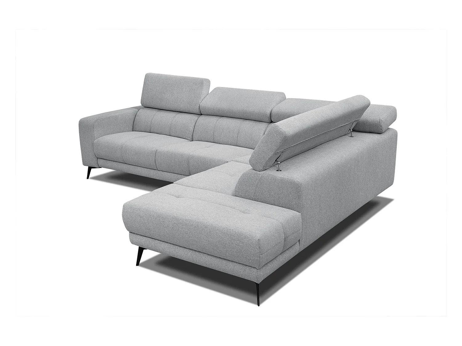 MORELLO Ecksofa 5-Sitzer rechts mit verstellbare Kopfstützen, silbergrau