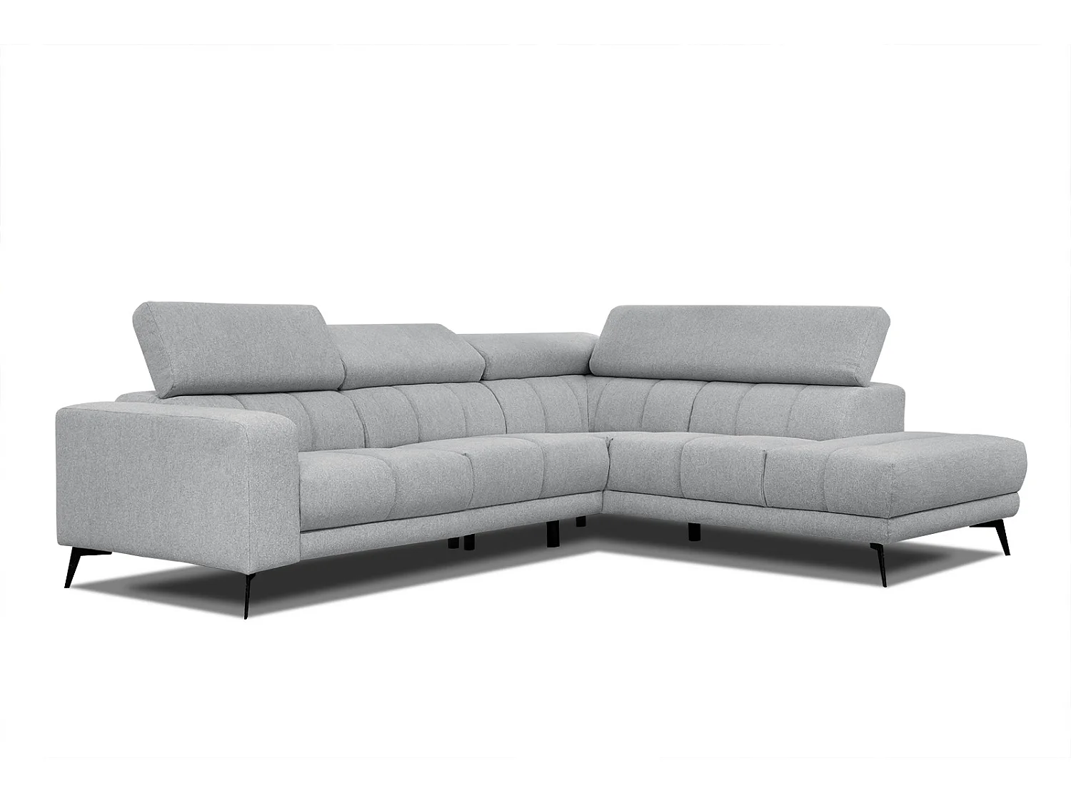 MORELLO Ecksofa 5-Sitzer rechts mit verstellbare Kopfstützen, silbergrau