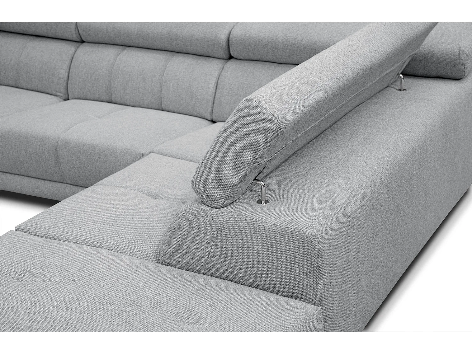 MORELLO Ecksofa 5-Sitzer rechts mit verstellbare Kopfstützen, silbergrau