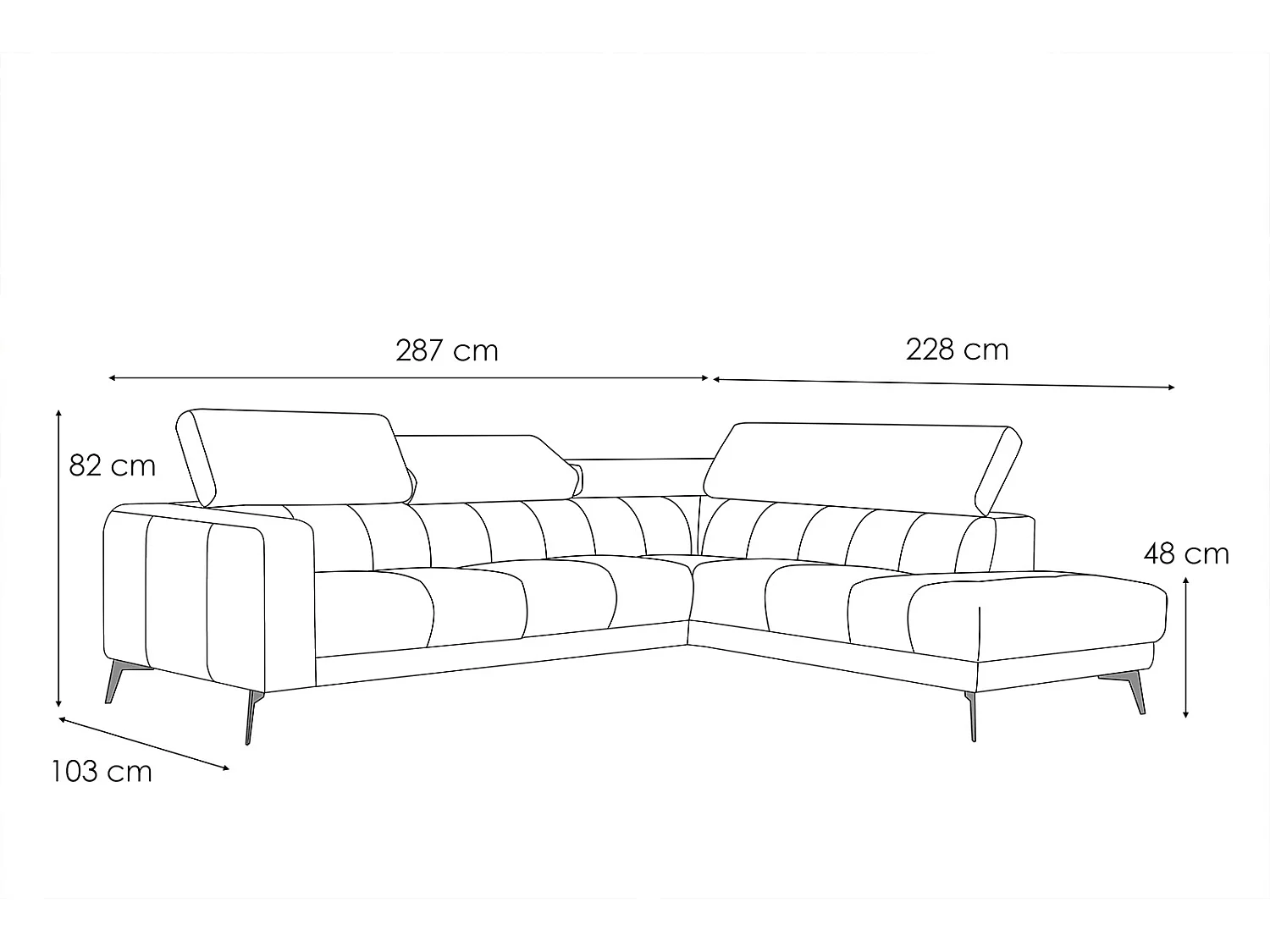 MORELLO Ecksofa 5-Sitzer rechts mit verstellbare Kopfstützen, silbergrau