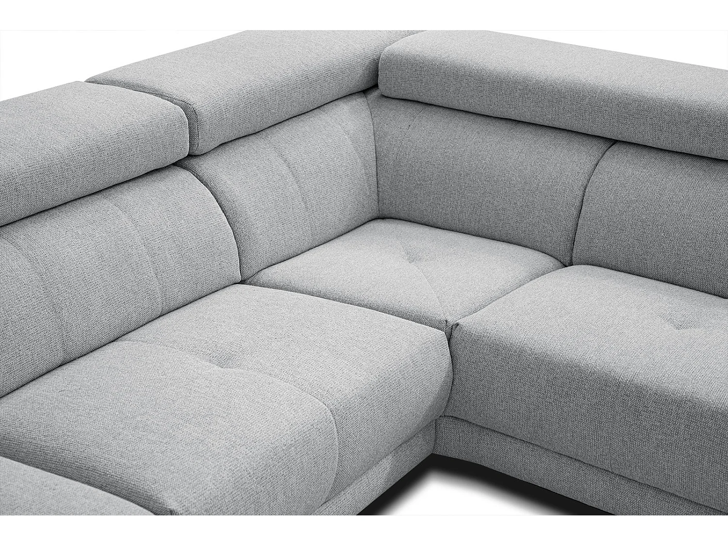 MORELLO Ecksofa 5-Sitzer rechts mit verstellbare Kopfstützen, silbergrau