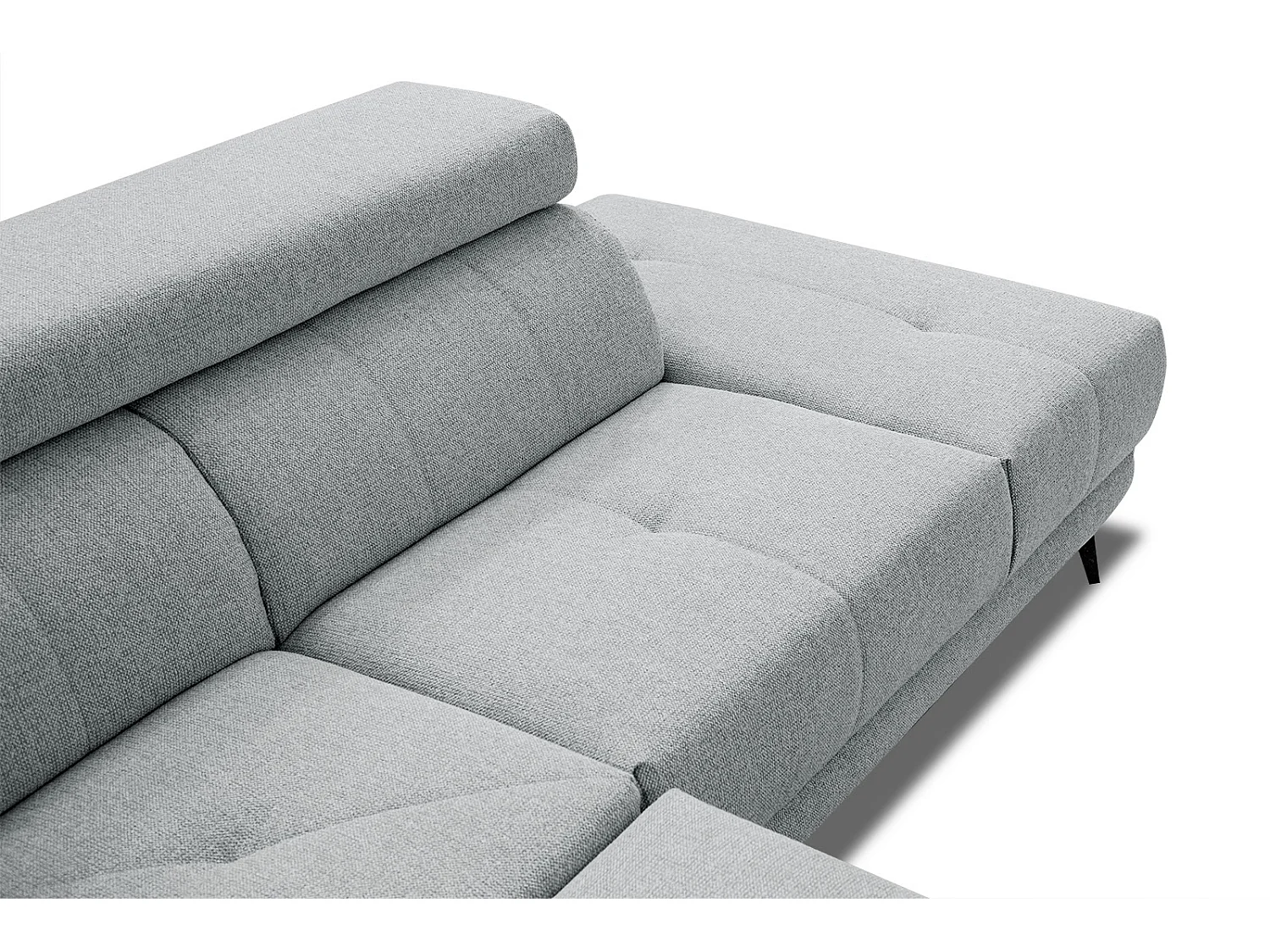 MORELLO Ecksofa 5-Sitzer rechts mit verstellbare Kopfstützen, silbergrau