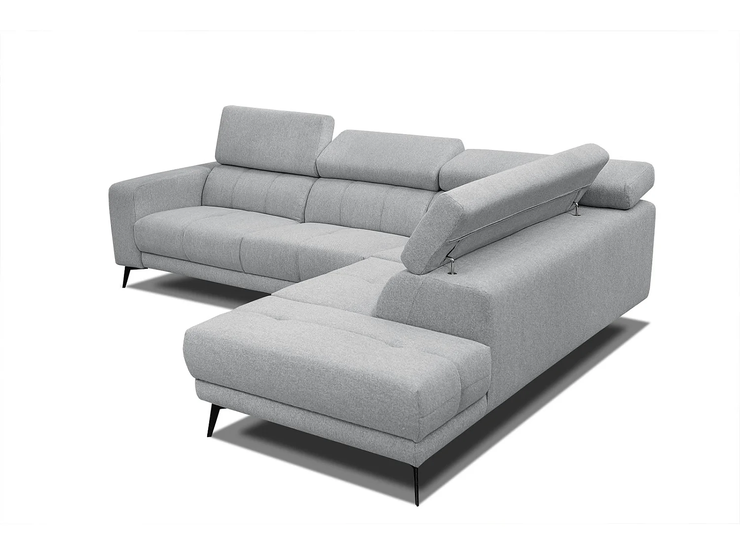 MORELLO Ecksofa 5-Sitzer rechts mit verstellbare Kopfstützen, silbergrau