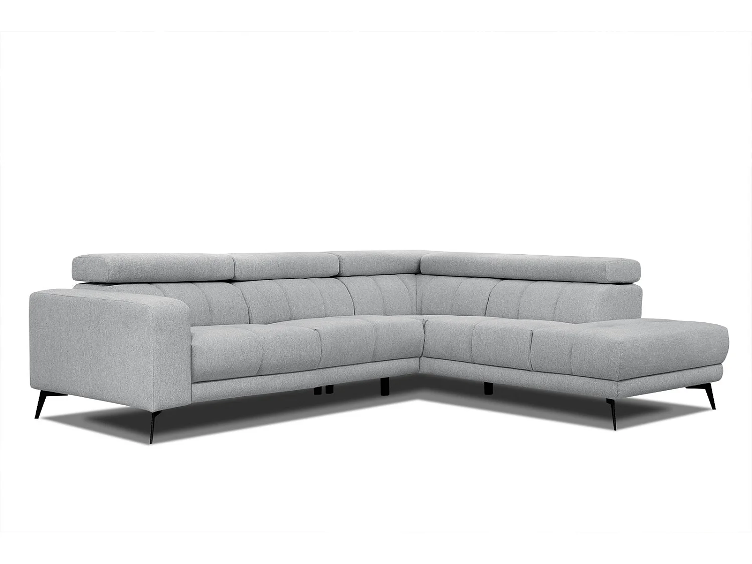 MORELLO Ecksofa 5-Sitzer rechts mit verstellbare Kopfstützen, silbergrau