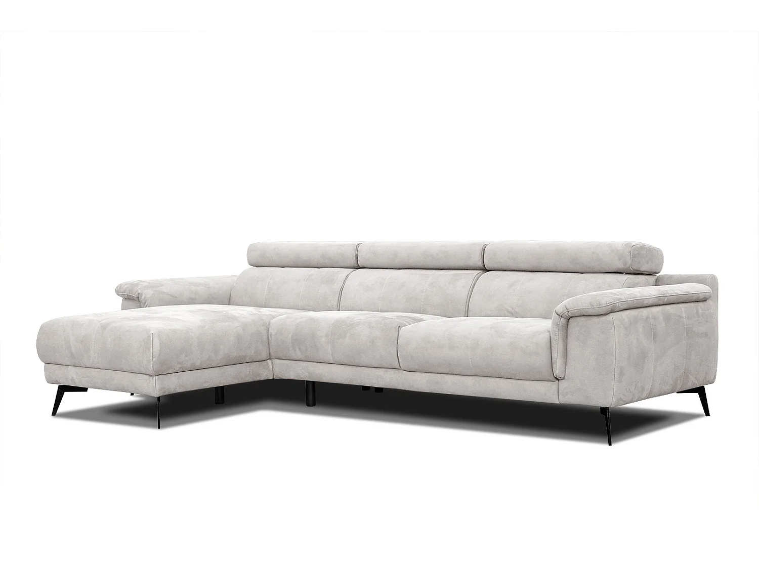 FIERO Ecksofa 4-Sitzer links mit verstellbare Kopfstützen, ecru