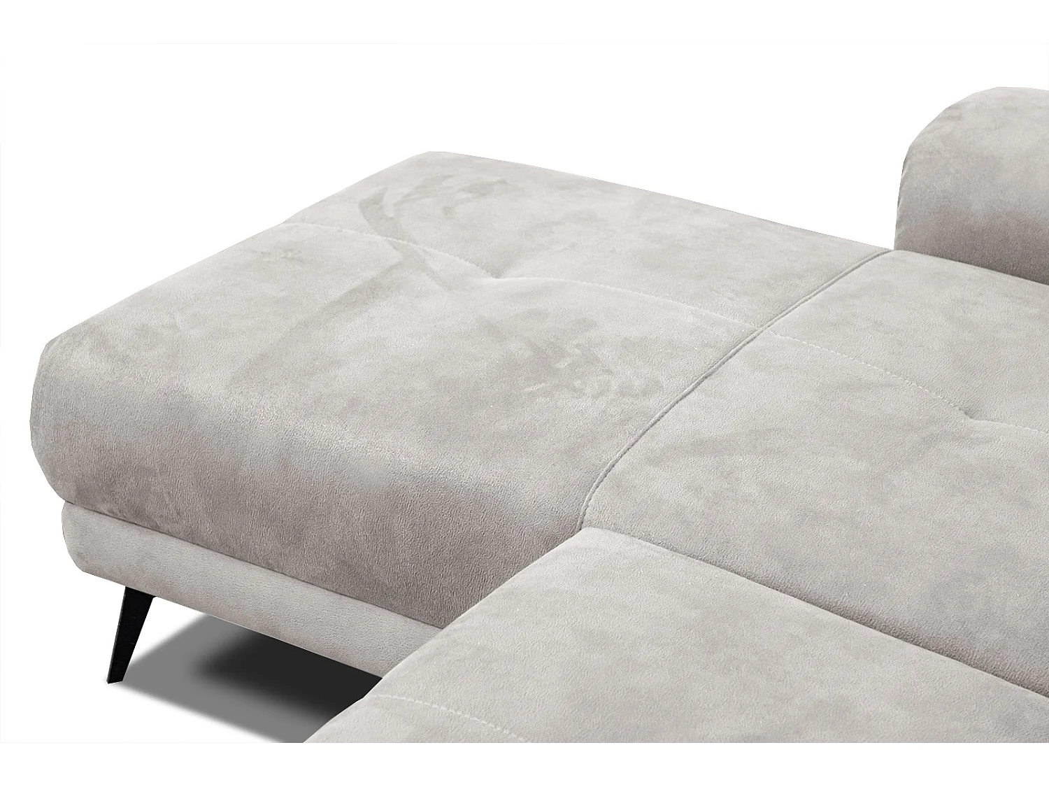 FIERO Ecksofa 4-Sitzer links mit verstellbare Kopfstützen, ecru