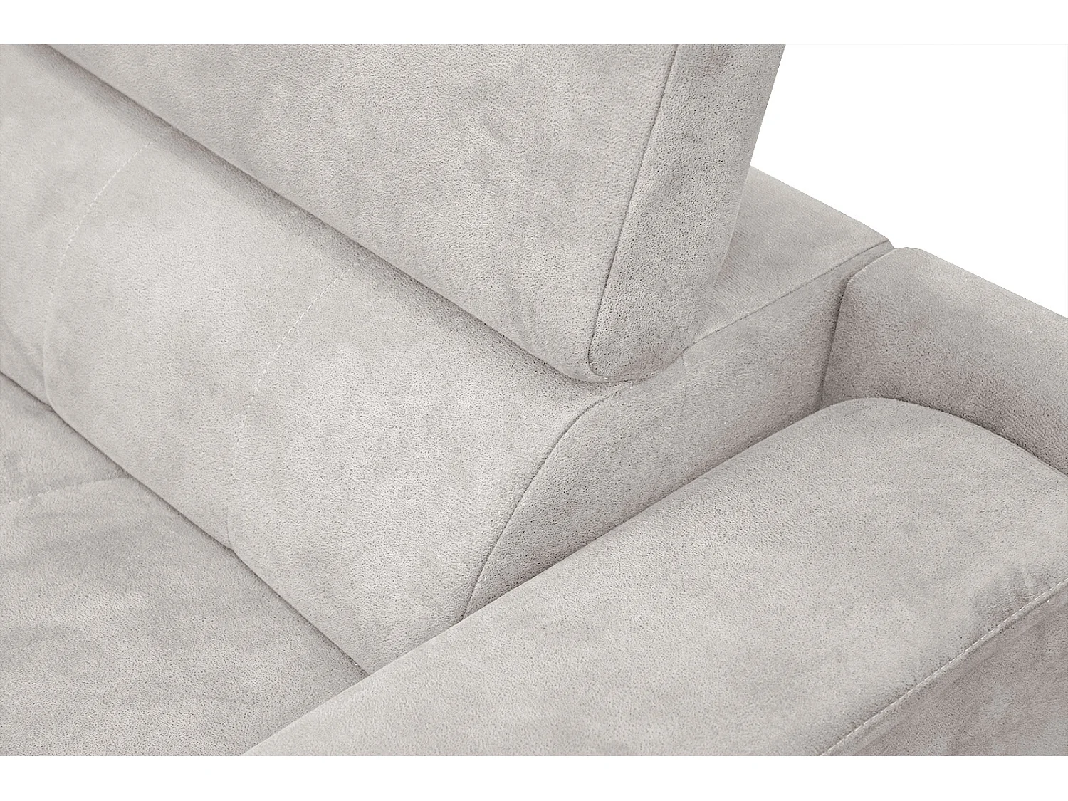 FIERO Ecksofa 4-Sitzer links mit verstellbare Kopfstützen, ecru