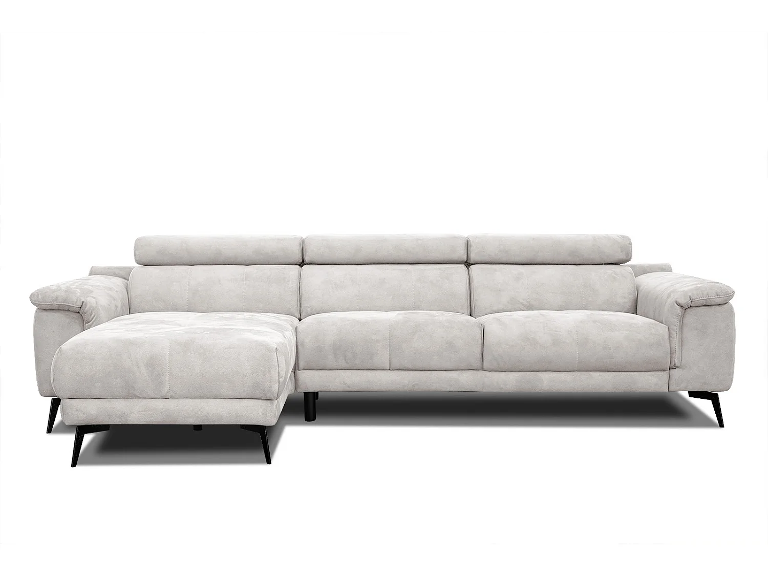 FIERO Ecksofa 4-Sitzer links mit verstellbare Kopfstützen, ecru