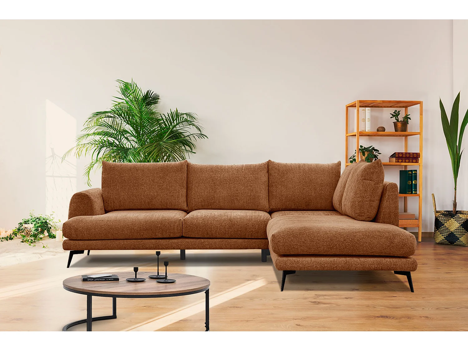 ADRIA Ecksofa 5-Sitzer rechts, dunkelorange